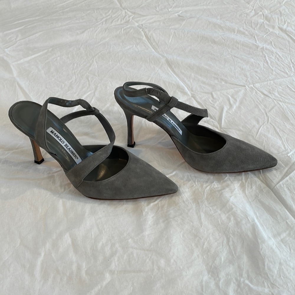 Manolo Blahniks, size 6.5, slate grey